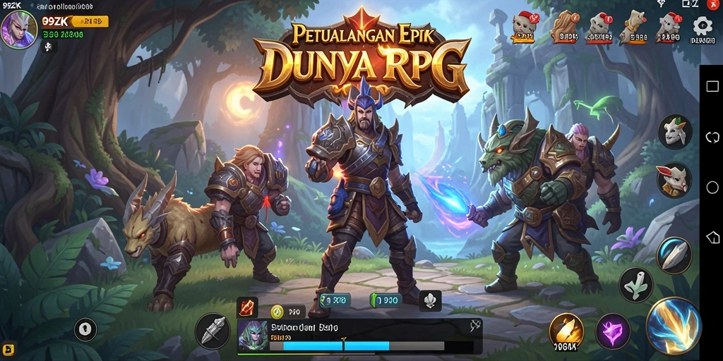 Screenshot utama 99ZK menampilkan pertarungan mendebarkan dalam dunia RPG.