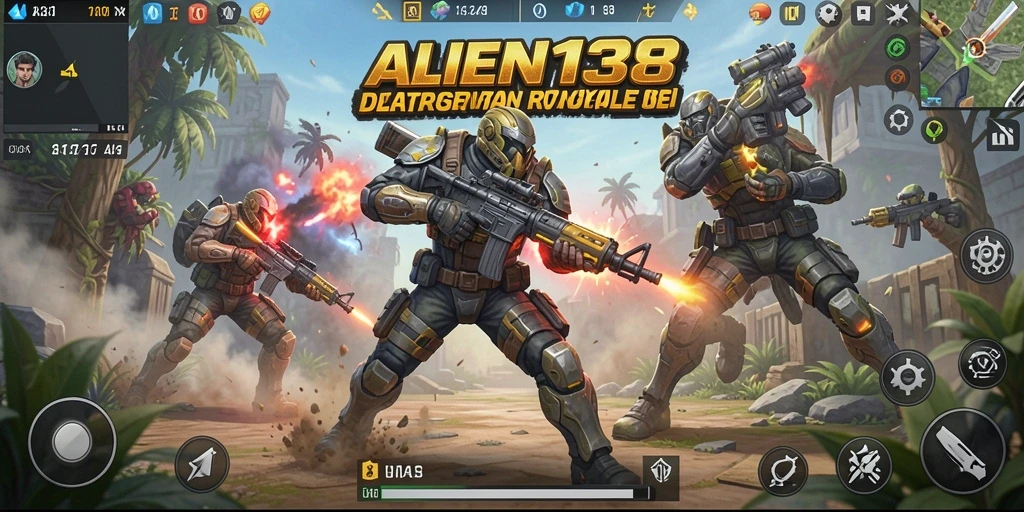 Gameplay seru dan mendebarkan di ALIEN138 Battle Royale.