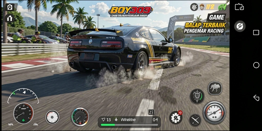Tampilan gameplay BOY303 yang mendebarkan saat balapan di trek menantang.