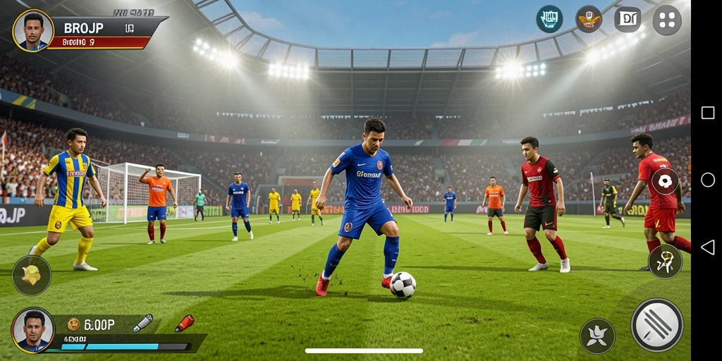 Tampilan utama BROJP menampilkan sepak bola yang mendebarkan dan gameplay yang interaktif.