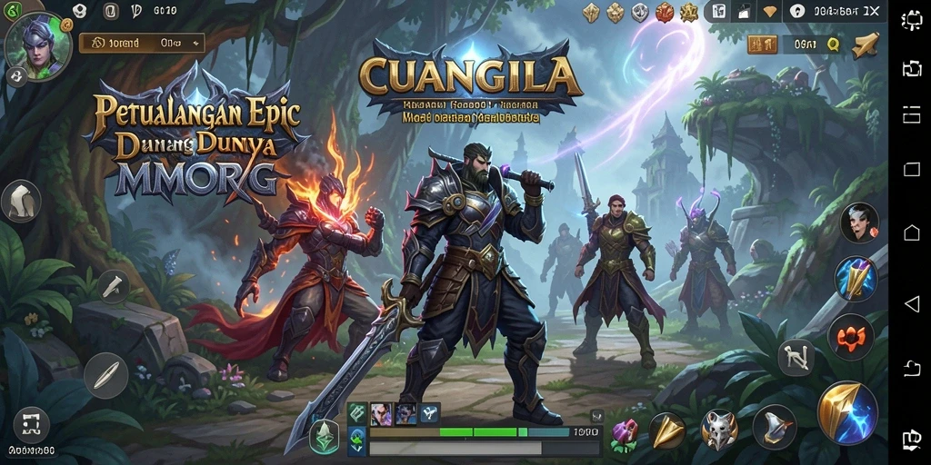 Screenshot gameplay CUANGILA menampilkan pertarungan epik di dunia MMORPG.