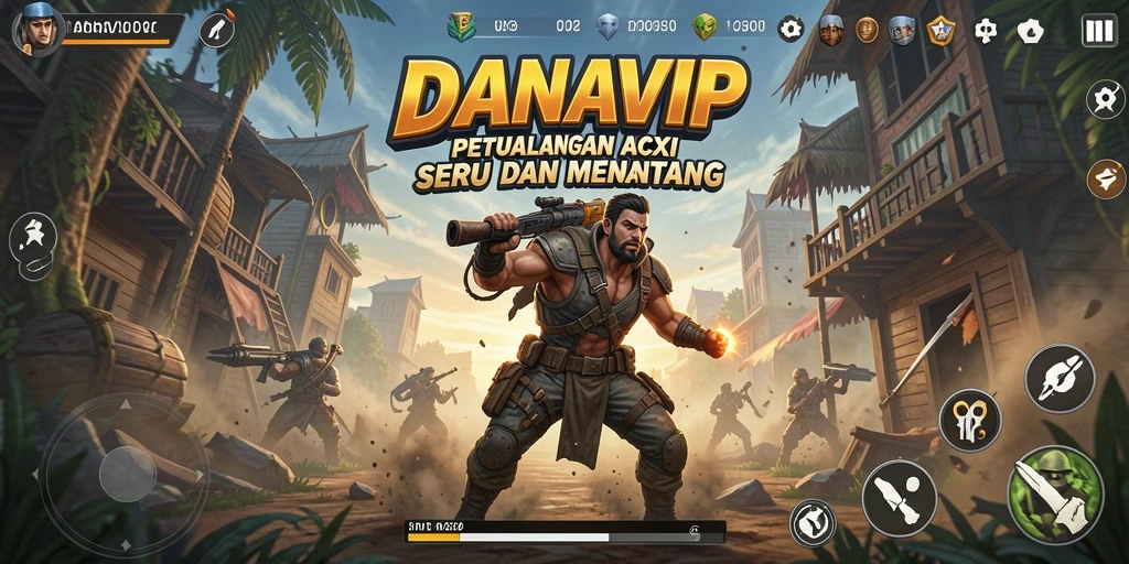 Tangkapan layar utama DANAVIP menunjukkan aksi gameplay yang mendebarkan.