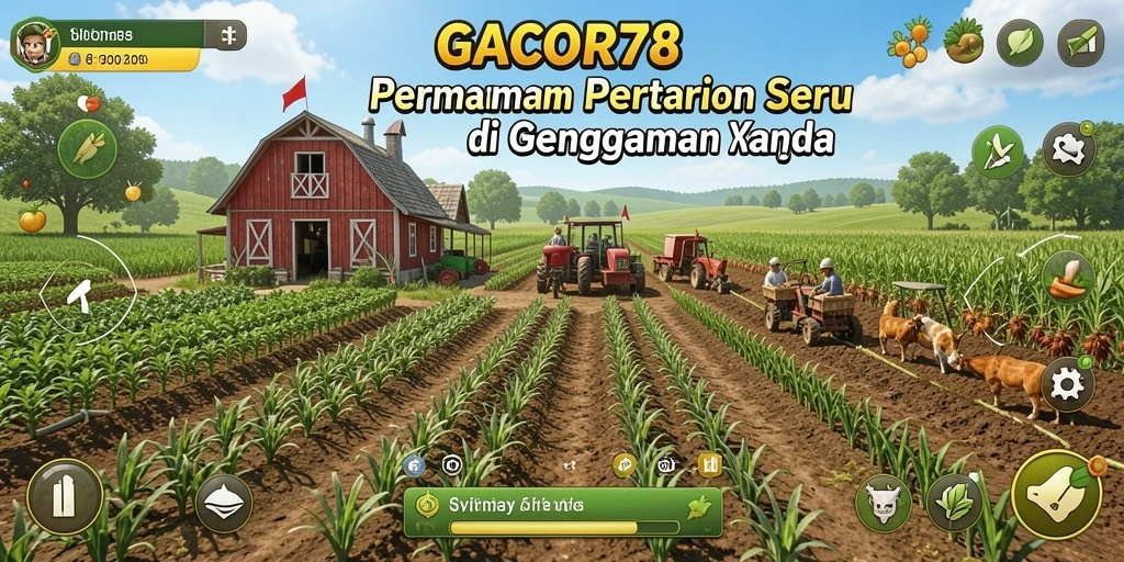 Tangkapan layar gameplay GACOR78 menampilkan aktivitas bertani yang seru.