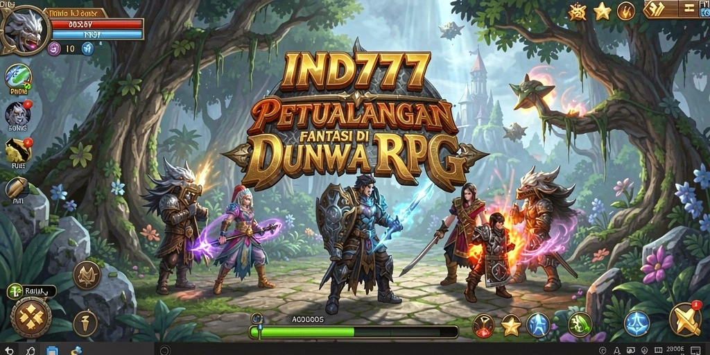 Screenshot gameplay IND777 yang menampilkan pertarungan seru dan dunia fantasi.