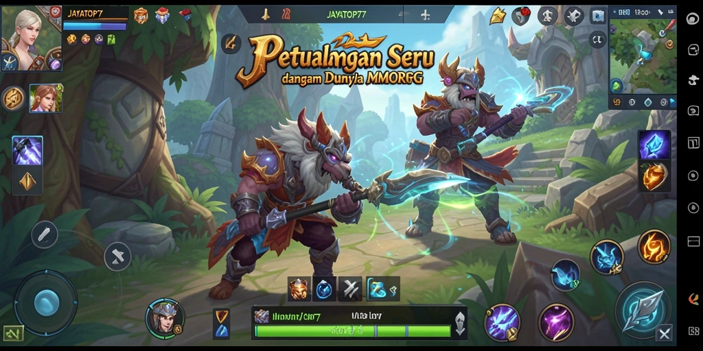 Screenshot menampilkan pertarungan epik dalam JAYATOP77, game MMORPG menakjubkan.