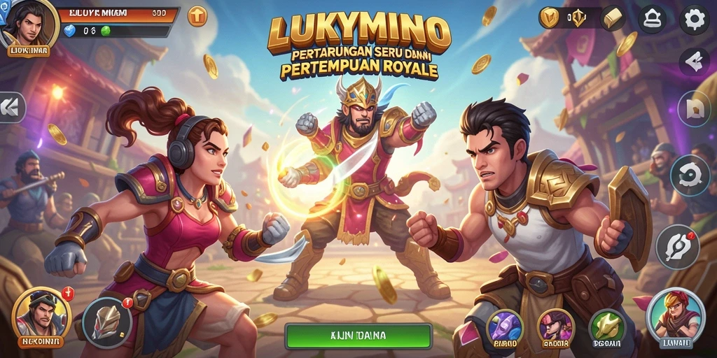 Tangkapan layar utama dari gameplay <strong>LUKYMINO</strong> yang menunjukkan aksi pertempuran yang mendebarkan.