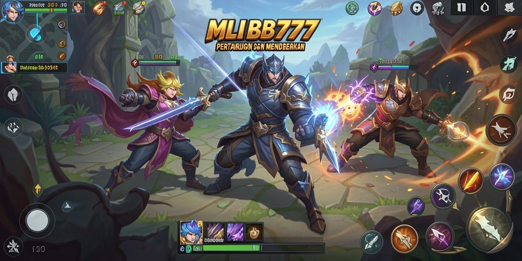 Tampilan gameplay seru dari MLBB777 yang menggambarkan pertarungan mendebarkan.