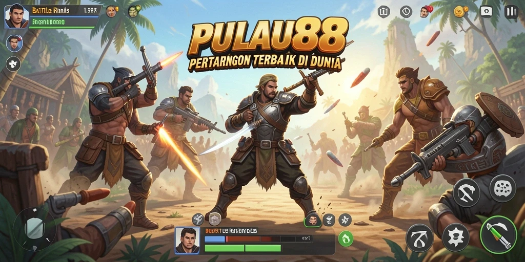 Gameplay seru Battle Royale di PULAU88 dengan pertempuran intens.