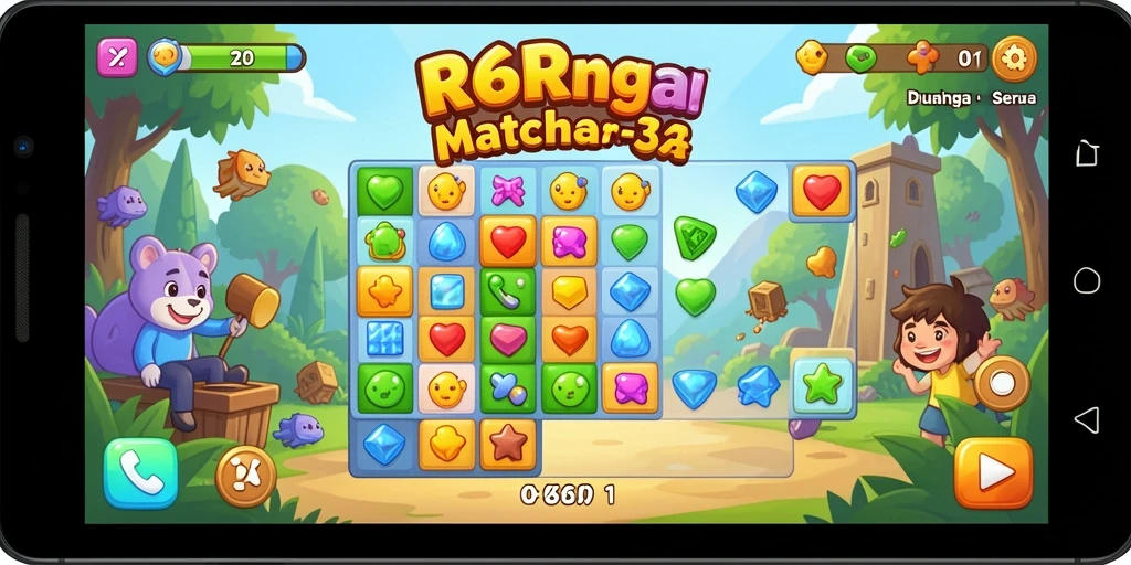 Tampilan gameplay R6R6 yang penuh warna dan seru.