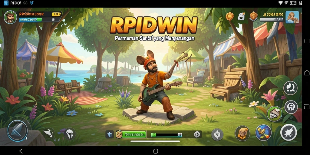 Tangkapan layar utama RPIDWIN menunjukkan gameplay yang menyenangkan dan penuh warna.