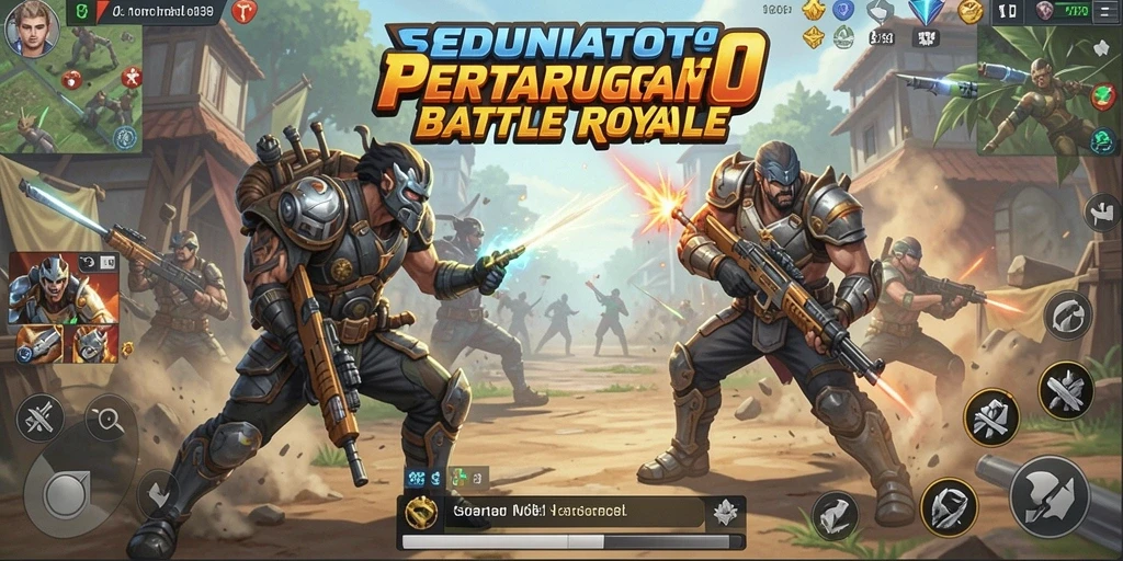 Tangkapan layar gameplay SEDUNIATOTO yang menampilkan pertarungan seru di arena Battle Royale.