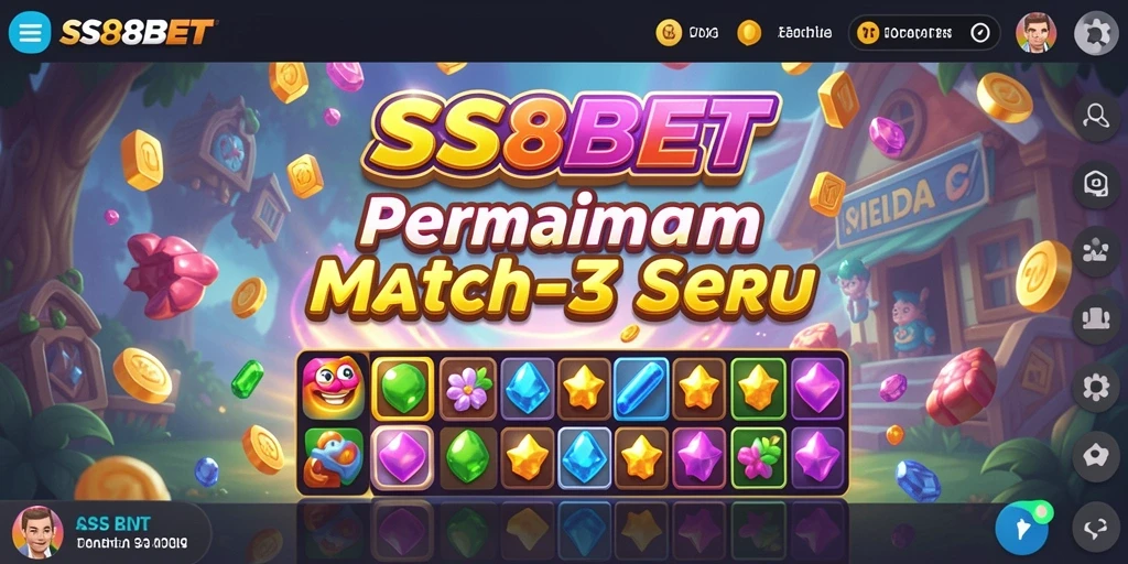 Screenshot gameplay SS88BET dengan aksi mencocokkan objek Match-3.
