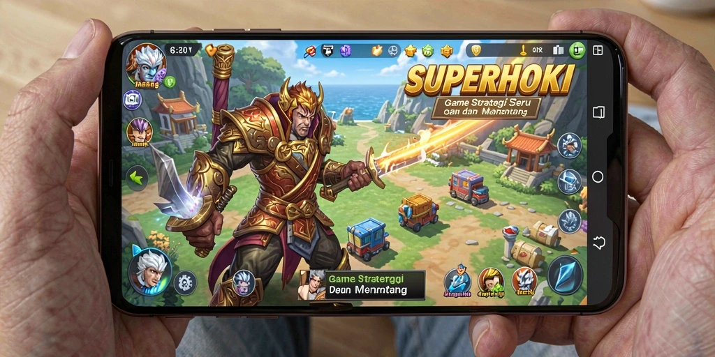 Tampilan gameplay seru dalam SUPERHOKI yang menampilkan strategi dan pertempuran.