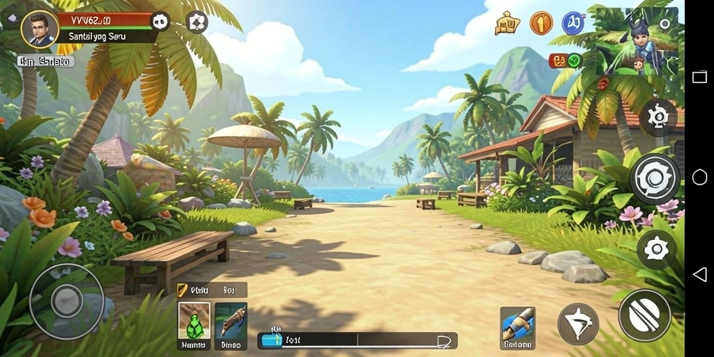 Screenshot gameplay VV62 yang menunjukkan aksi seru dan penuh warna.