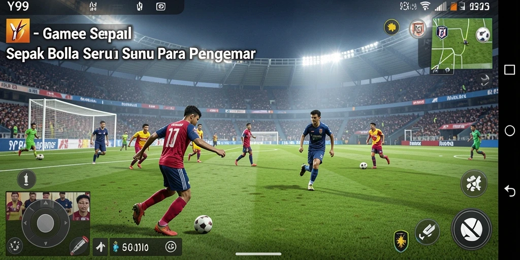 Tampilan gameplay Y89 yang seru dan menegangkan di lapangan sepak bola.